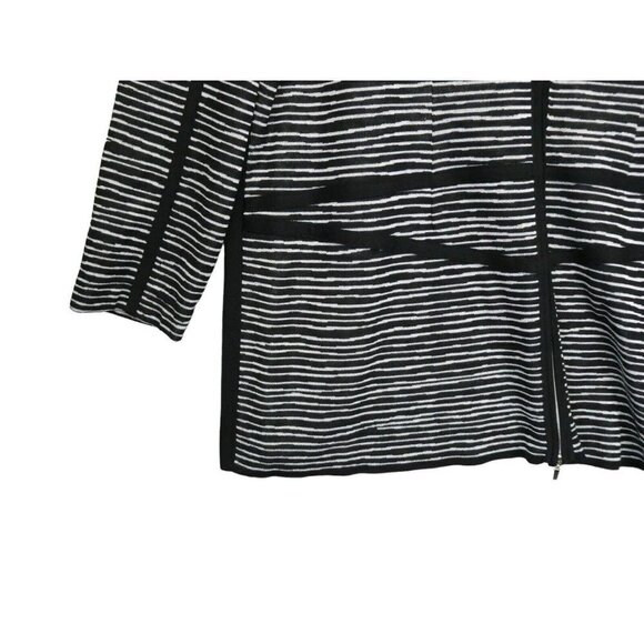 Exclusively Misook Woman Black Silver Stripe Zip Jacket Cardigan Acrylic Size 2X - Picture 6 of 12